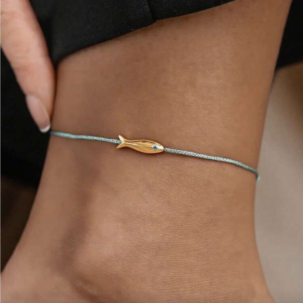 Gold Fish Charm Anklet R148 - Picture 1 of 2